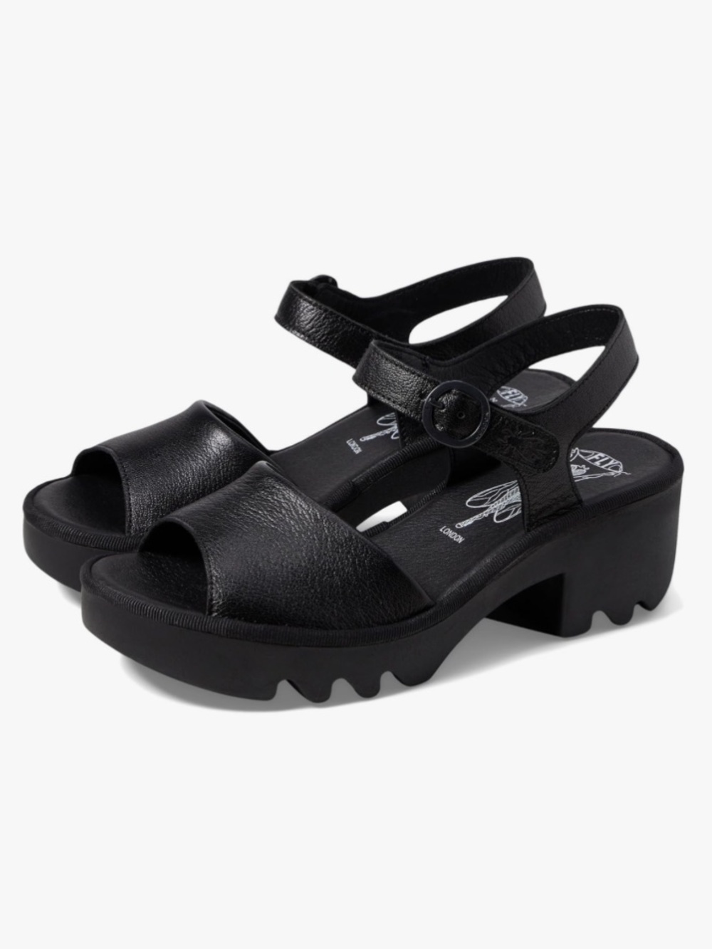Fly London TULL503FLY Sling Back Sandals Size 7 (EUR 37) Black Leather Like New